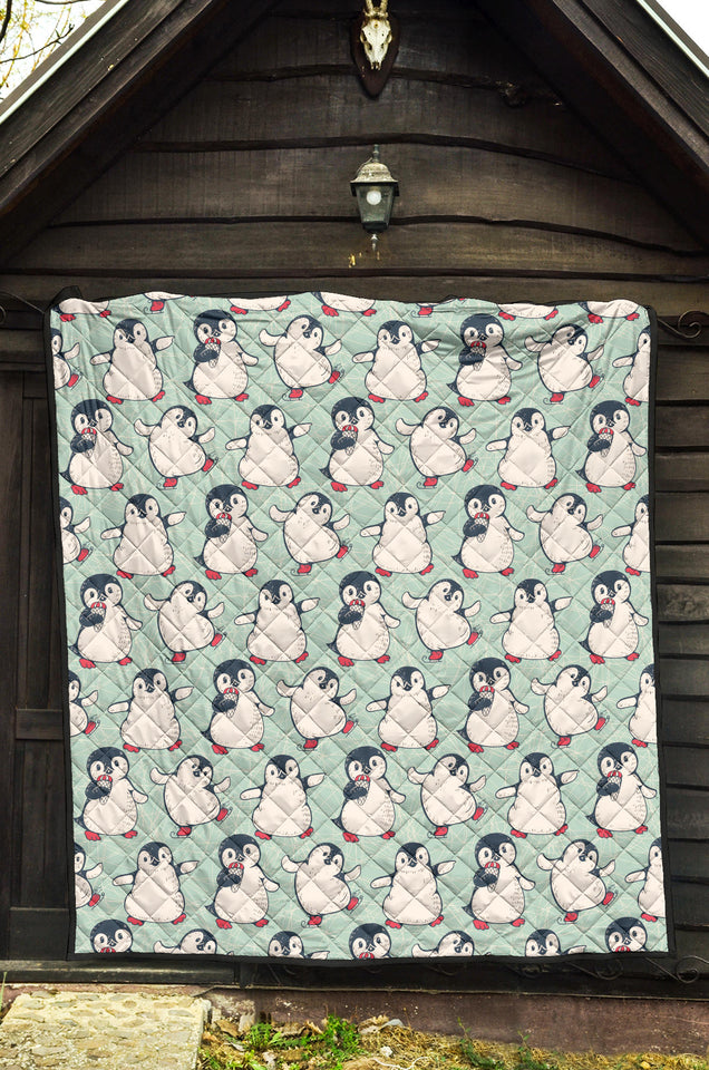 Cute Penguin Pattern Premium Quilt