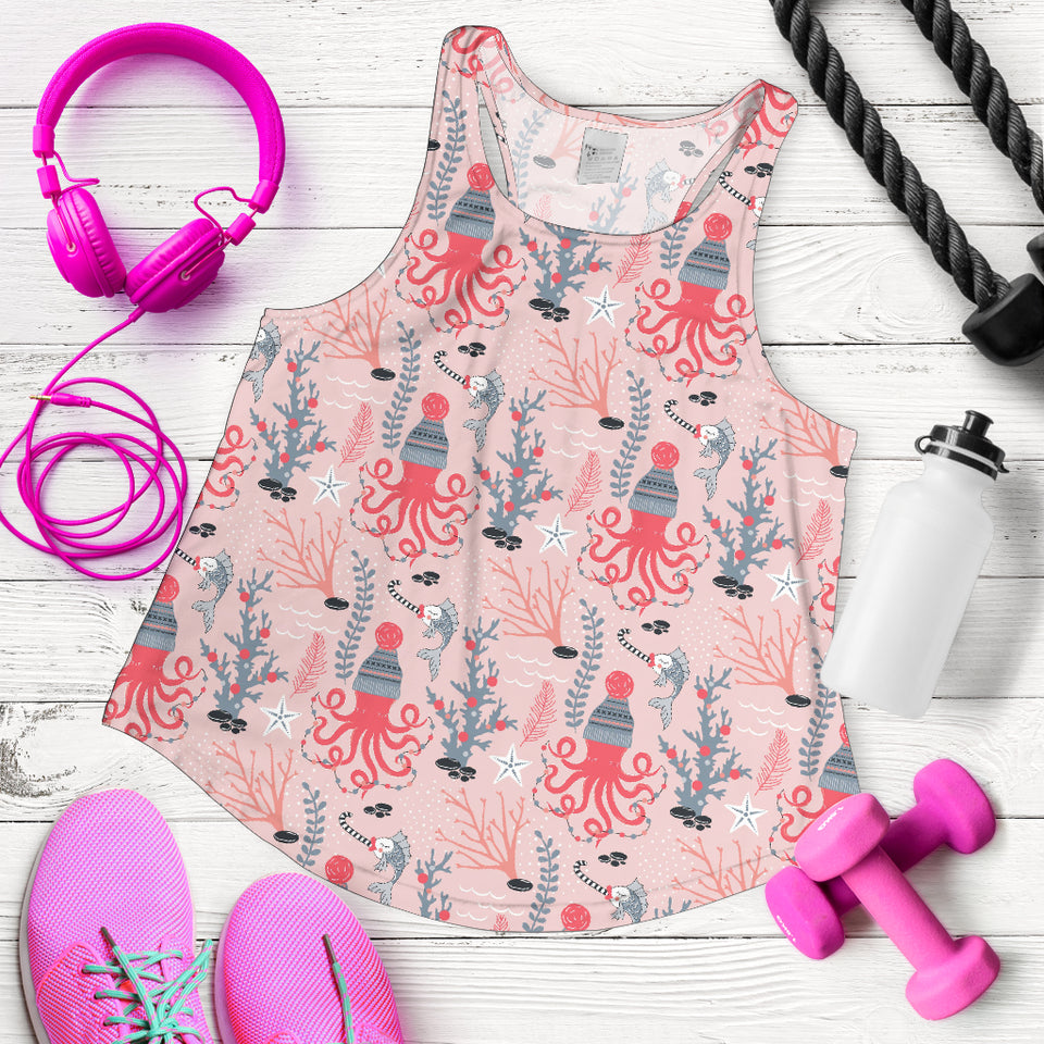 Octopus winter hat garland Fish candy Seaweed Coral Starfish Women Racerback Tank Top