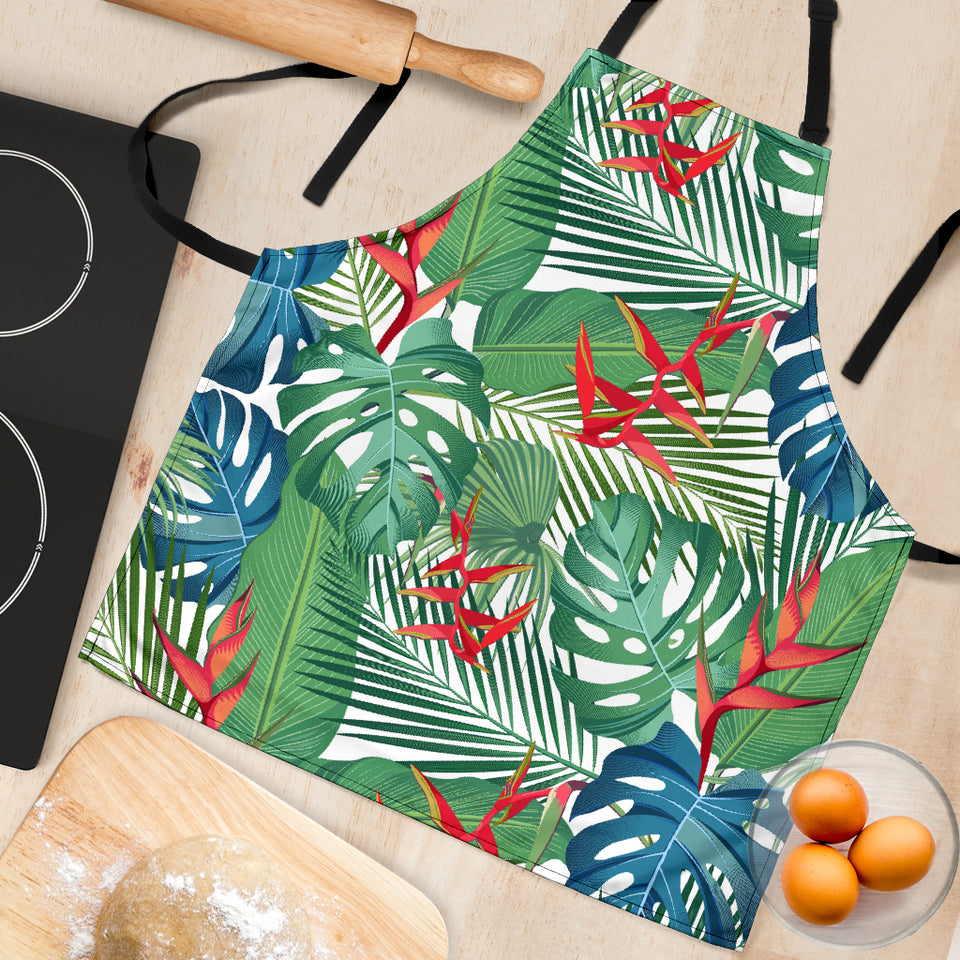 Heliconia Palm And Monstera  Leaves Pattern Adjustable Apron