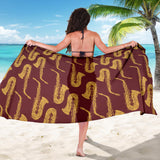 Hand Drawn Gold Saxophone Red Background  Sarong