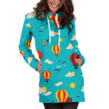 Hot Air Balloon Sky Pattern Women'S Hoodie Dress