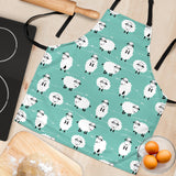 Cute Sheep Green Background Adjustable Apron
