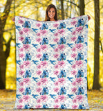 Hummingbird Pattern Print Design 02 Premium Blanket