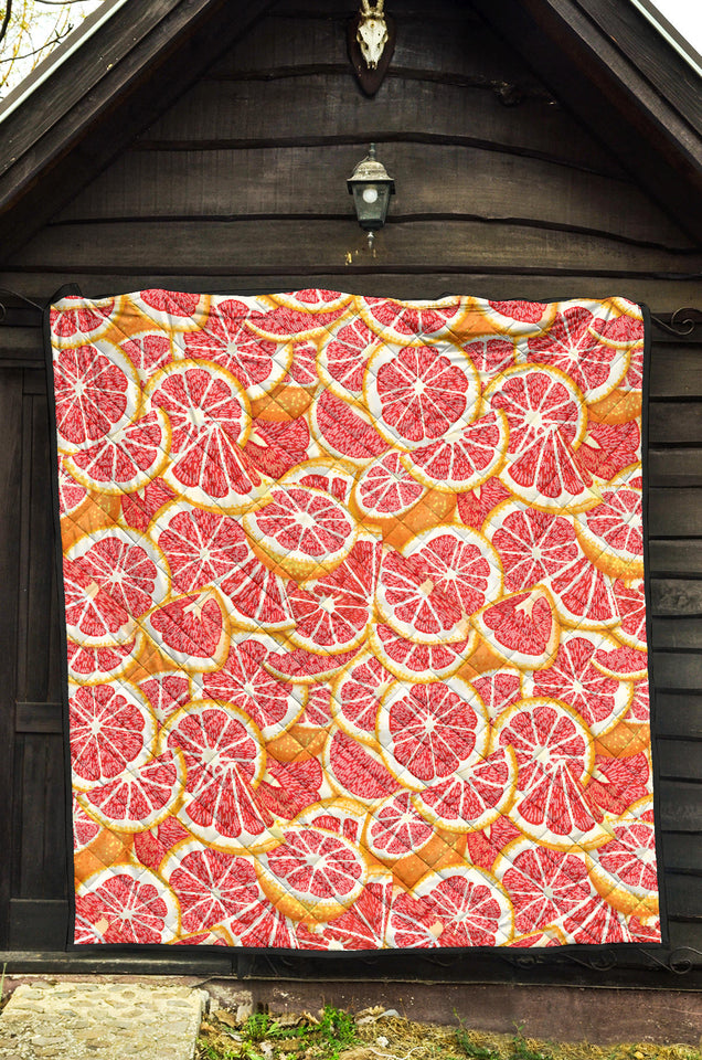 Tropical Grapefruit Pattern Premium Quilt