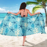 Blue Starfish Coral Reef Pattern Sarong