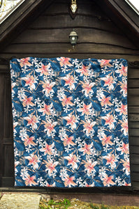 Hibiscus Pattern Print Design 02 Premium Quilt