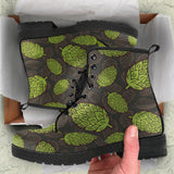 Hop Pattern Black Background Leather Boots