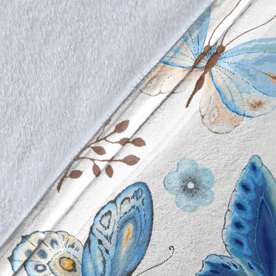 Blue Butterfly Pattern Premium Blanket