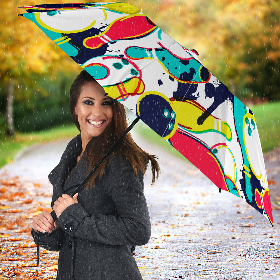 Watercolor Bowling Ball Pins Umbrella