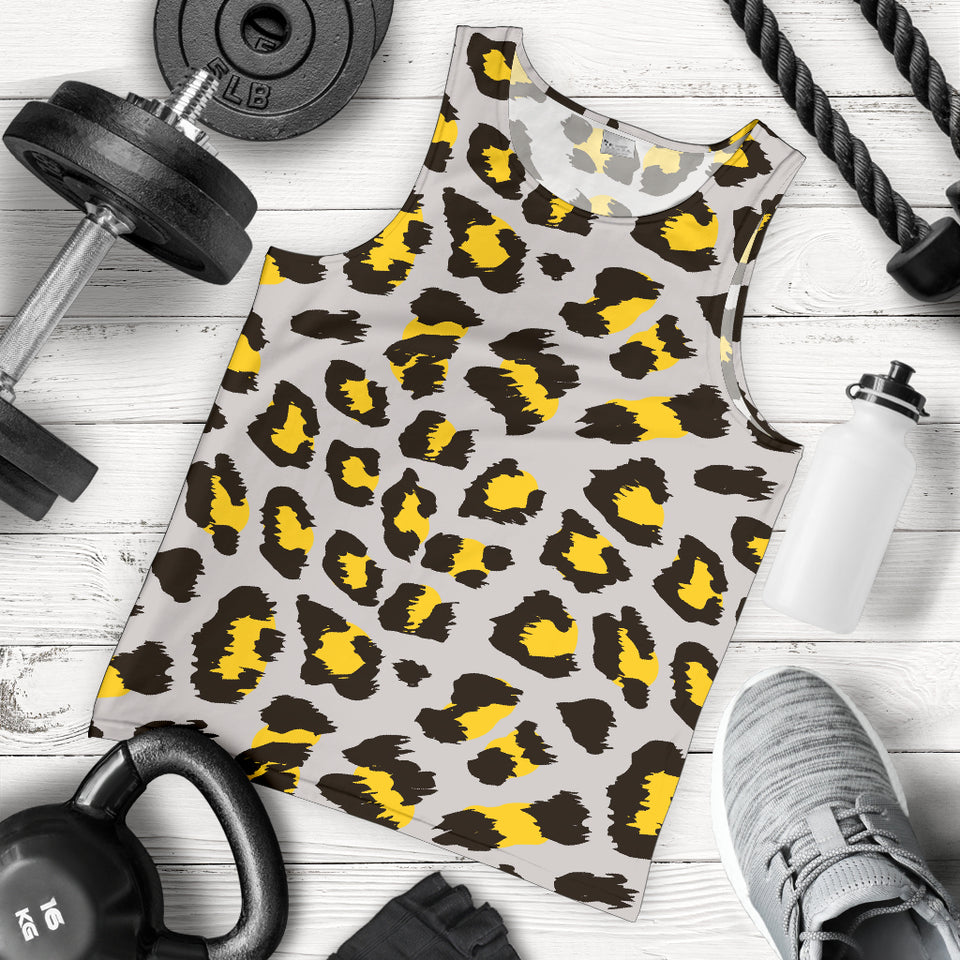 Gray Leopard print pattern Men Tank Top