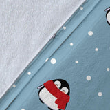 Cute Penguin Christmas Snow Pattern Premium Blanket