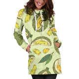 Durian Leaves Pattern Background Women'S Hoodie Dress