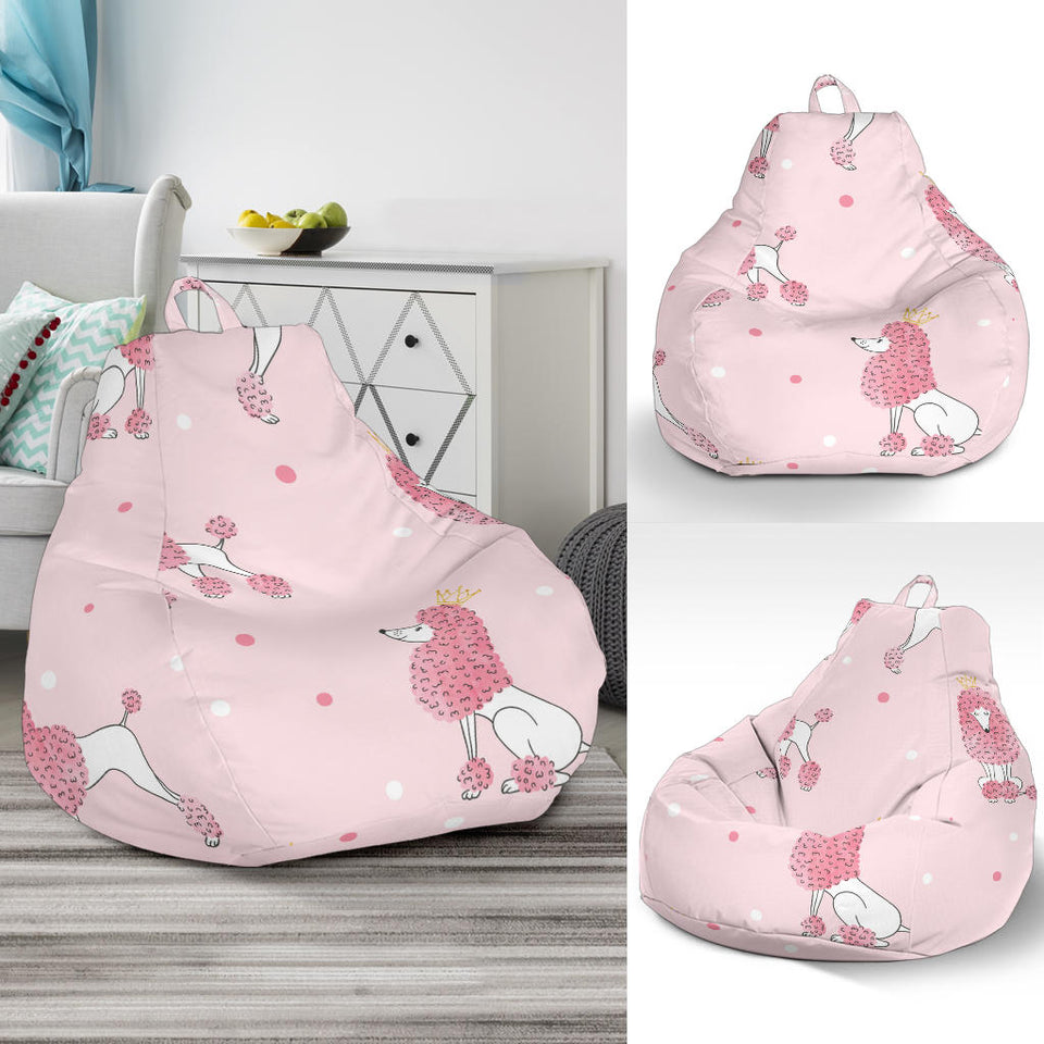 Poodle Dog Pink Color Theme Bean Bag Cover