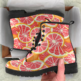 Tropical Grapefruit Pattern Leather Boots