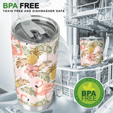 Pink Flamingo Birds Pineapples Hibiscus Flower Pattern Tumbler