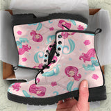 Cute Little Mermaid Pattern Leather Boots