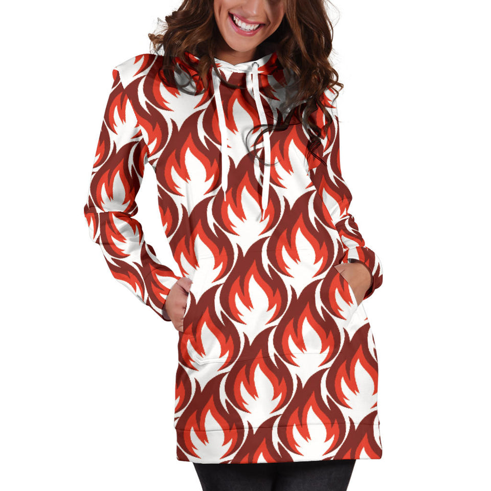 Fire Flame Symbol Design Pattern Women'S Hoodie Dress