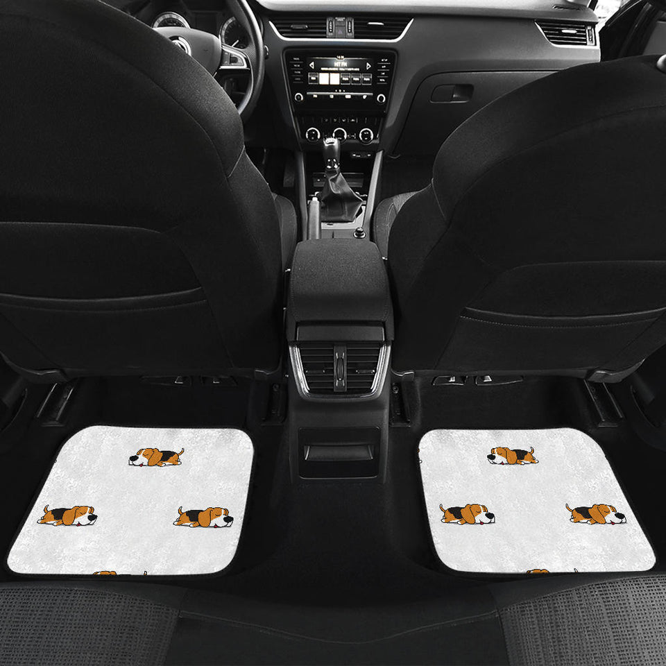 Cute Beagle Dog Sleeping Pattern Front And Back Car Mats