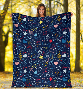 Music Notes Pattern Print Design 03 Premium Blanket