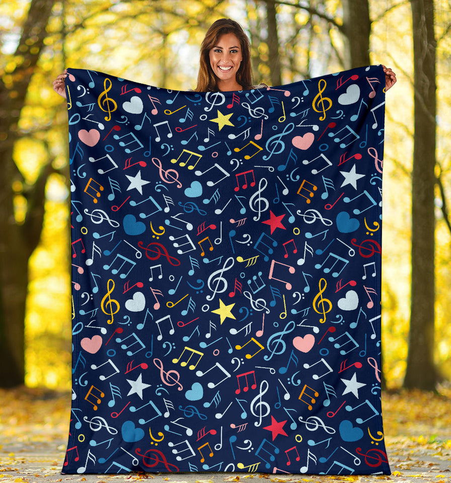 Music Notes Pattern Print Design 03 Premium Blanket