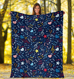 Music Notes Pattern Print Design 03 Premium Blanket