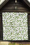 Hand Drawn Sketch Style Green Chili Peppers Pattern Premium Quilt