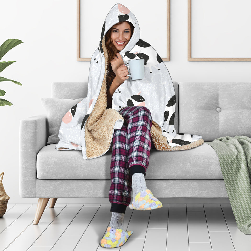 Cute Cows Pattern Hooded Blanket