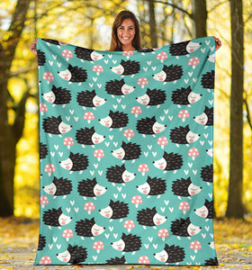 Hedgehog Pattern Print Design 03 Premium Blanket