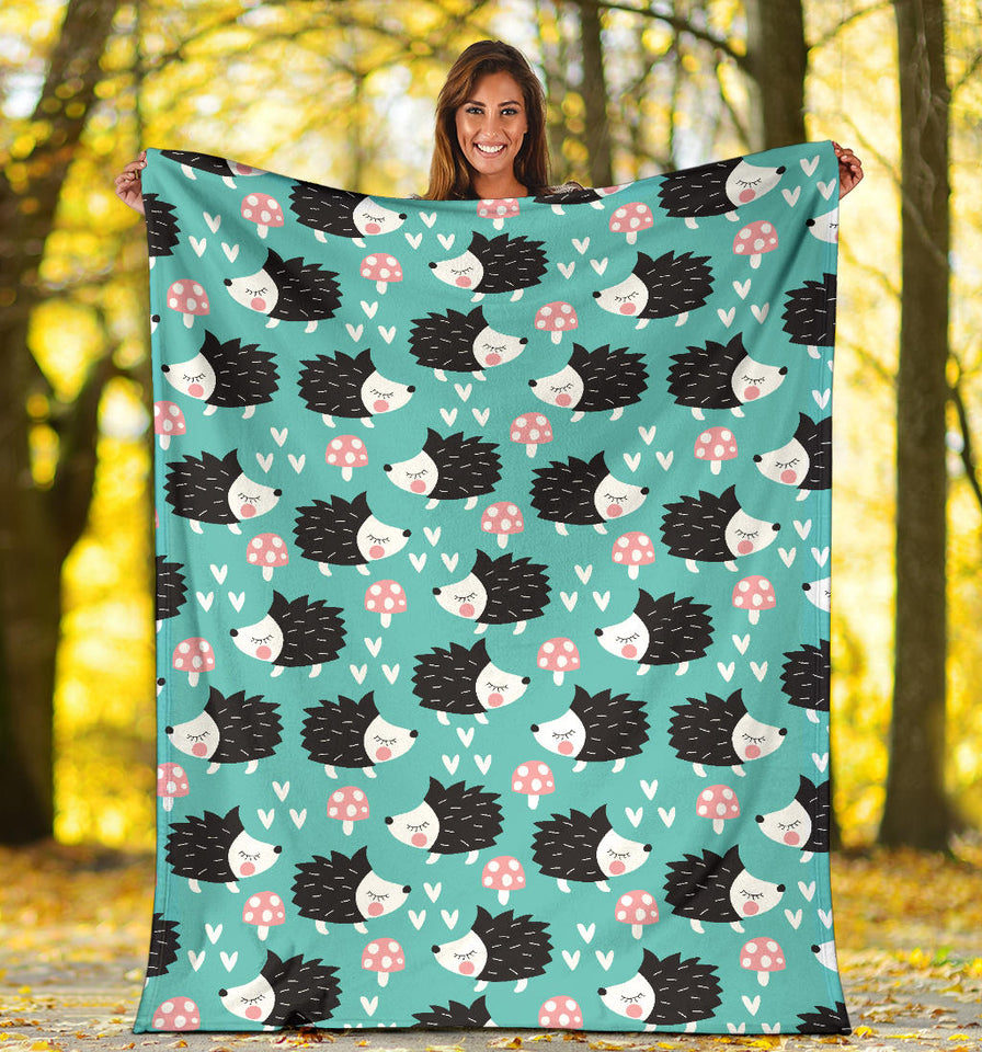 Hedgehog Pattern Print Design 03 Premium Blanket