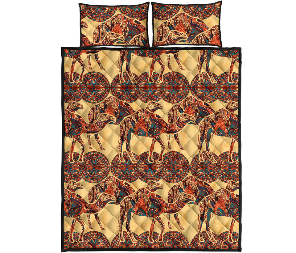 Camel polynesian tribal design pattern Quilt Bed Set