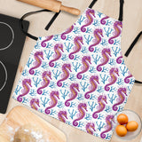 Purple Seahorse Blue Coral Pattern Adjustable Apron