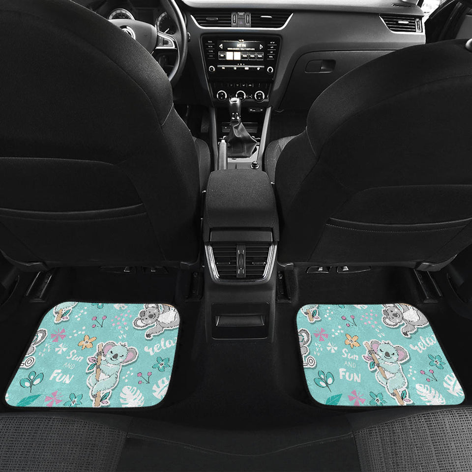 Cute Koalas Blue Background Pattern Front And Back Car Mats