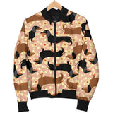 Dachshund Floral Background Women'S Bomber Jacket
