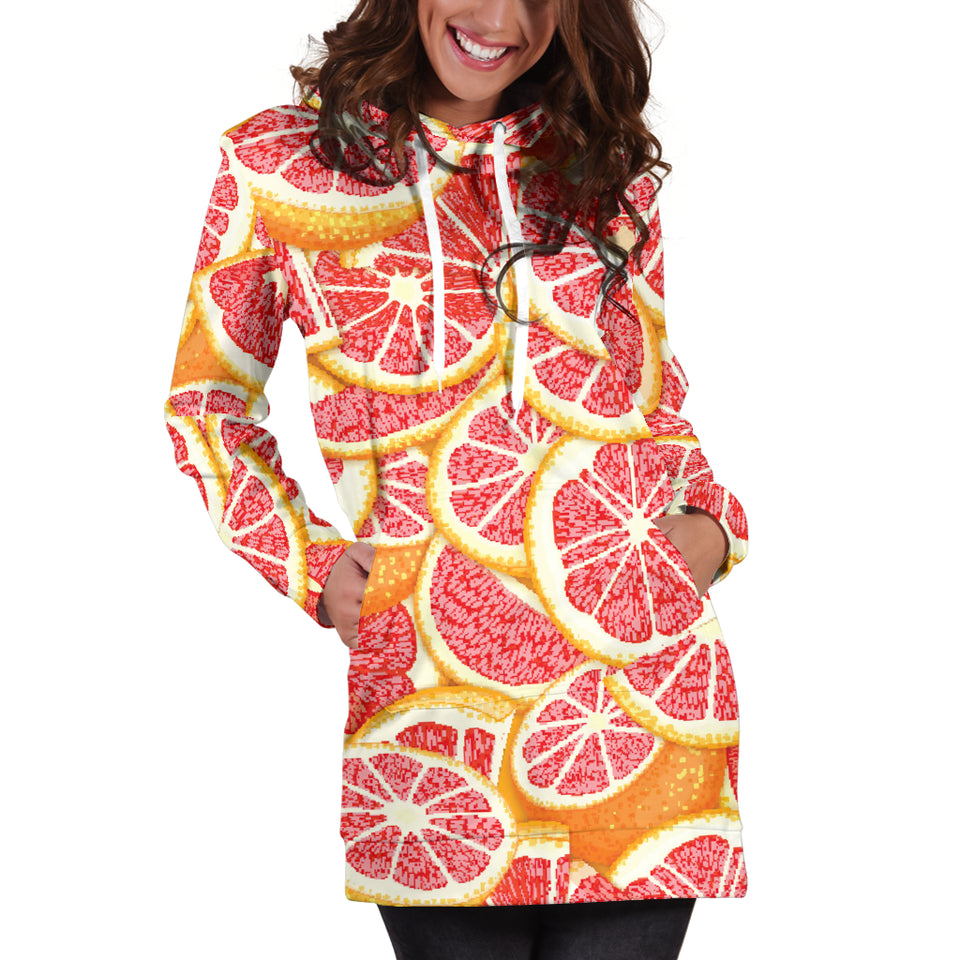 Tropical Grapefruit Pattern Women'S Hoodie Dress