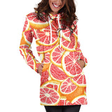 Tropical Grapefruit Pattern Women'S Hoodie Dress