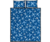 Airplane pattern in the sky Quilt Bed Set