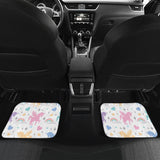 Colorful Unicorn Rainbow Heart Pattern Front And Back Car Mats
