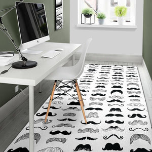 Mustache Beard Pattern Print Design 04 Area Rug