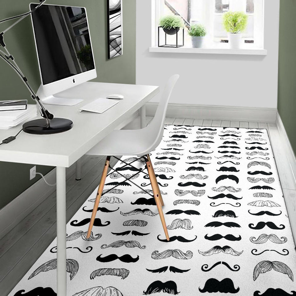 Mustache Beard Pattern Print Design 04 Area Rug