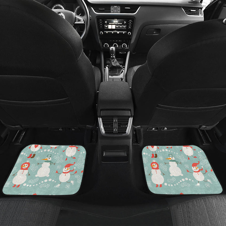 Cute Snowman Pattern Front And Back Car Mats