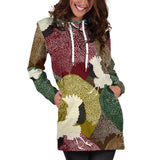 Japanese Cranes Flying Forest Dot Pattern Women'S Hoodie Dress