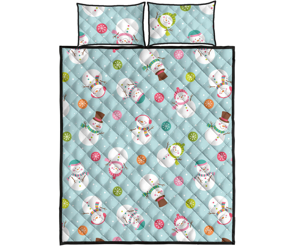 Cute snowman snowflake pattern Quilt Bed Set