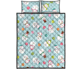 Cute snowman snowflake pattern Quilt Bed Set