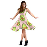 Avocado Heart Pink Background Sleeveless Midi Dress