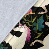 Unicorns Forest Background Premium Blanket