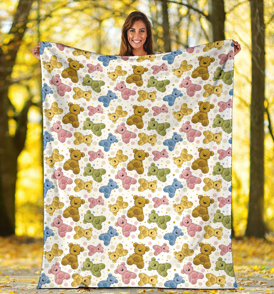 Teddy Bear Pattern Print Design 01 Premium Blanket