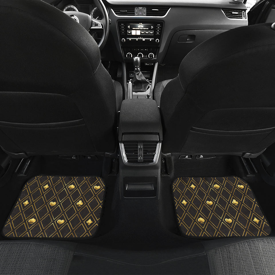 Casino Cards Suits Pattern Print Design 01 Front and Back Car Mats