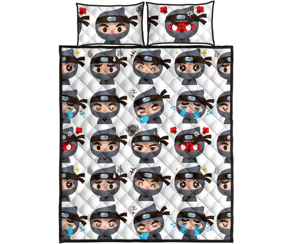 Cute ninja design pattern Quilt Bed Set
