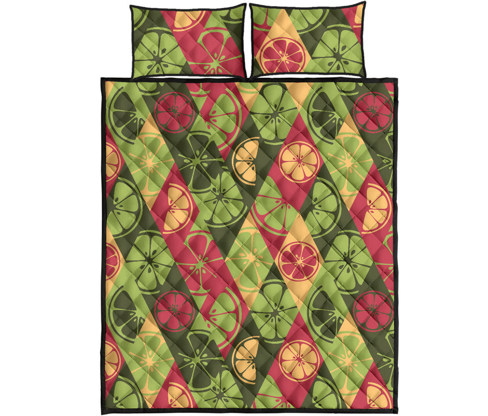 Cool Geometric lime pattern Quilt Bed Set