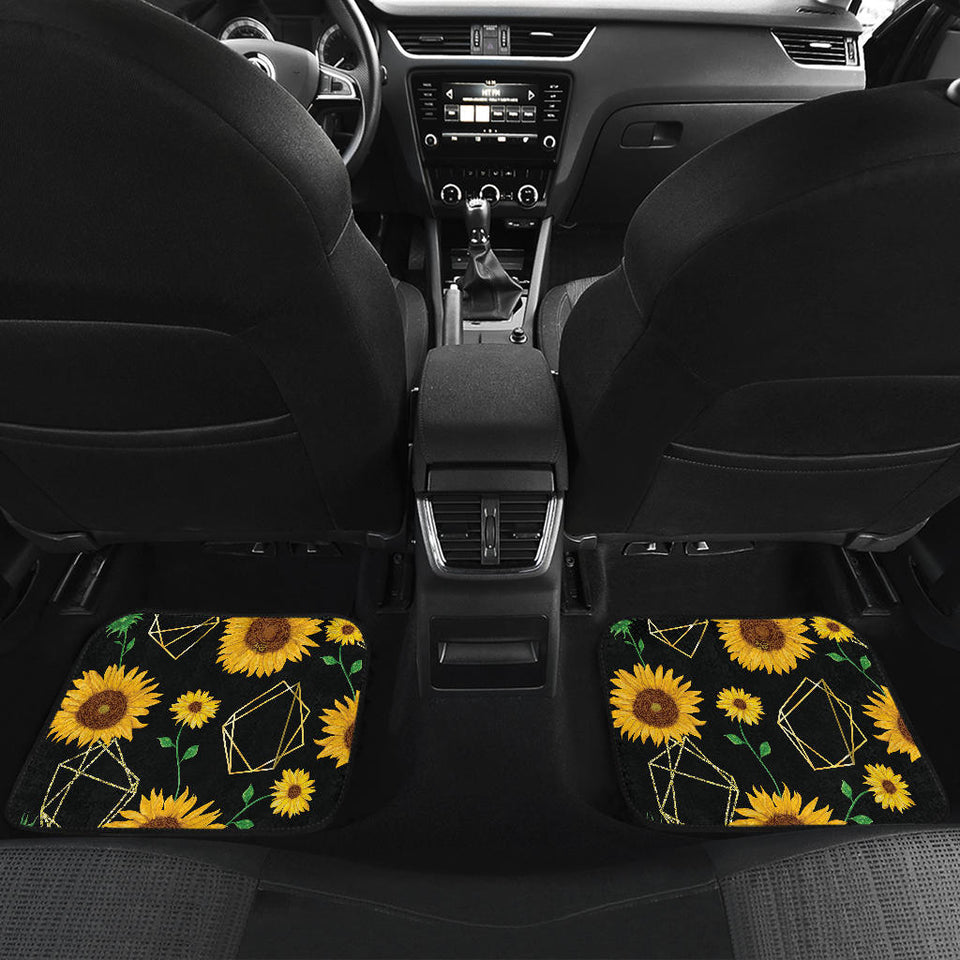 Sunflower Golden Polygonal Shapes Front And Back Car Mats